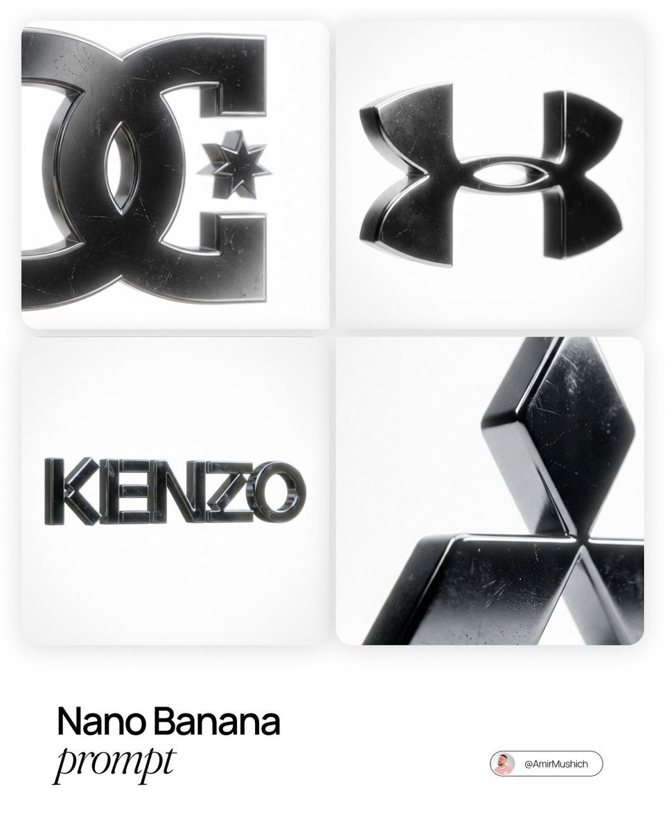 Polished Chrome 3D Logo in White Void - view 1
