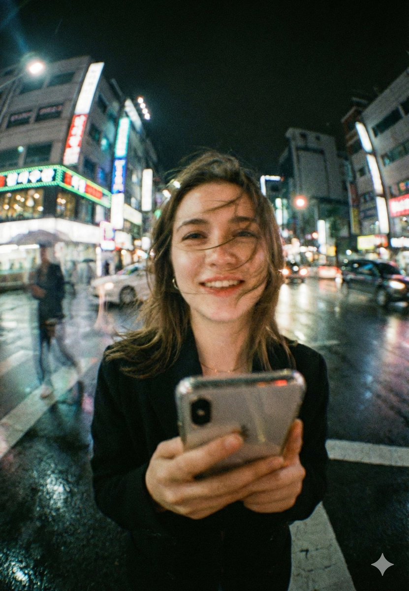 Cinematic Urban Portrait, Neon Night After Rain - view 1