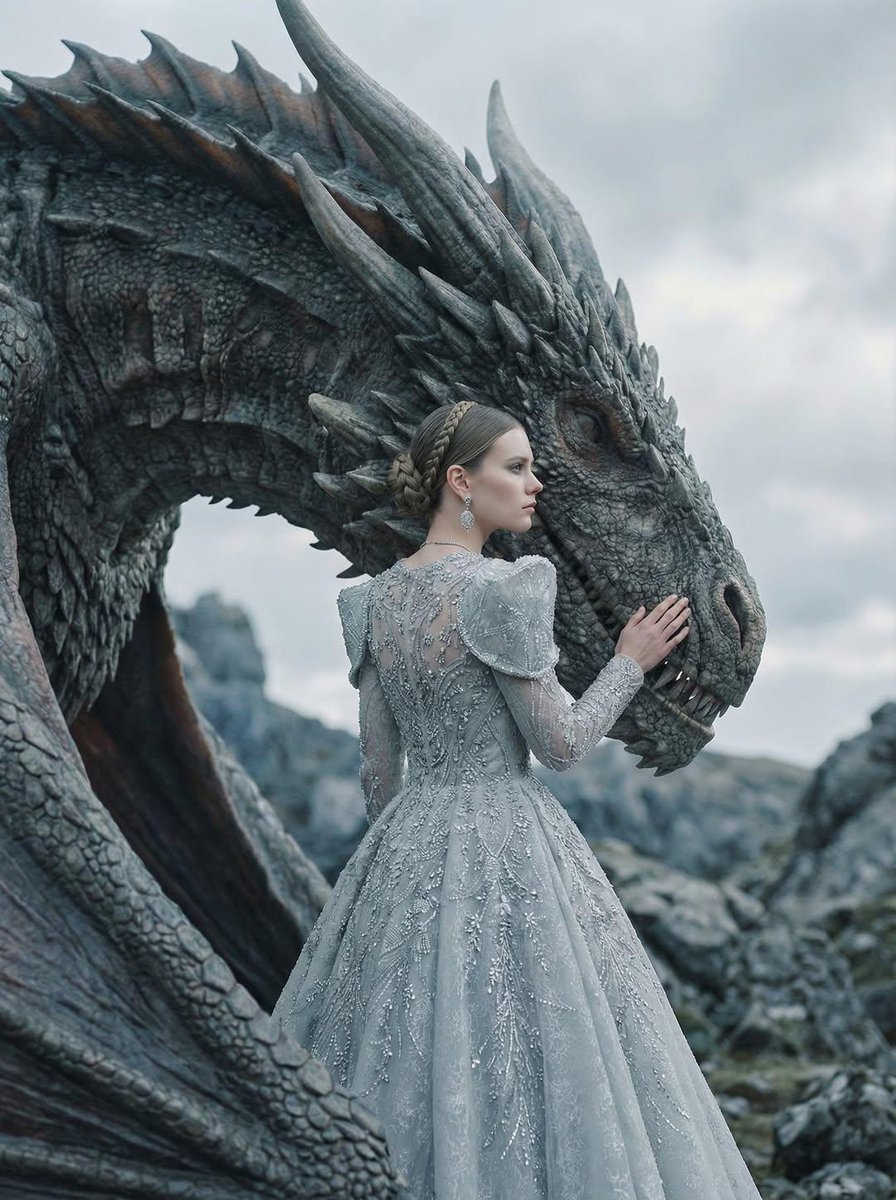 Luxury Fashion Editorial: Woman and Dragon Portrait - view 1