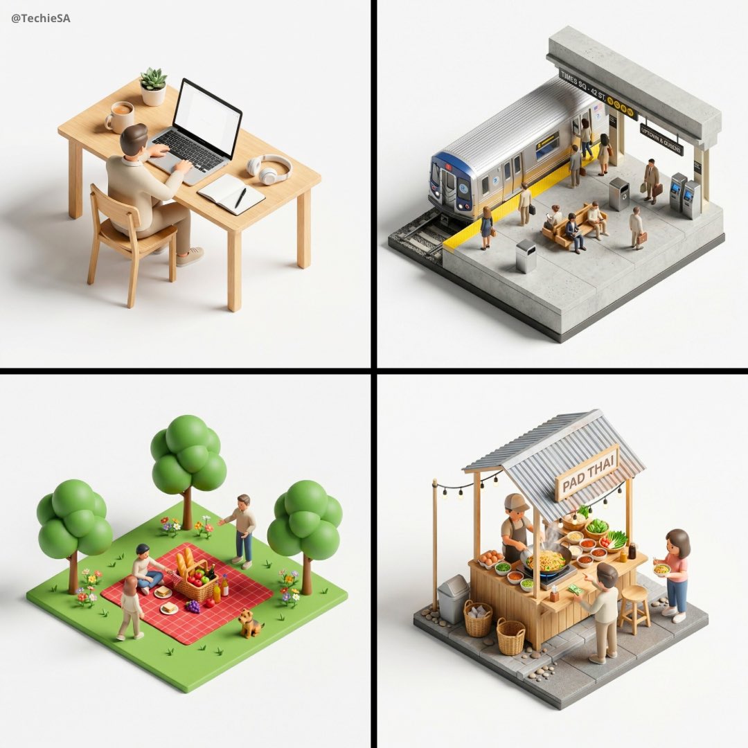 Isometric Miniature 3D Diorama with Stylized People - view 1