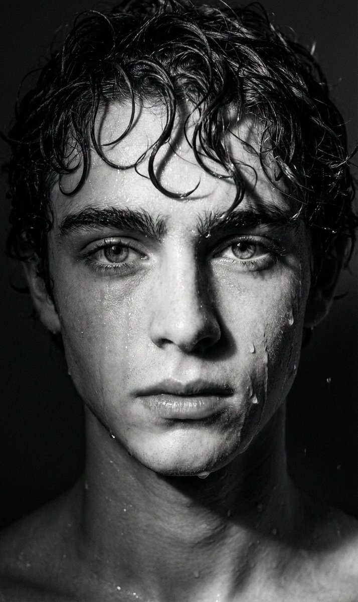 Dramatic Black-and-White Wet Headshot Portrait - view 1