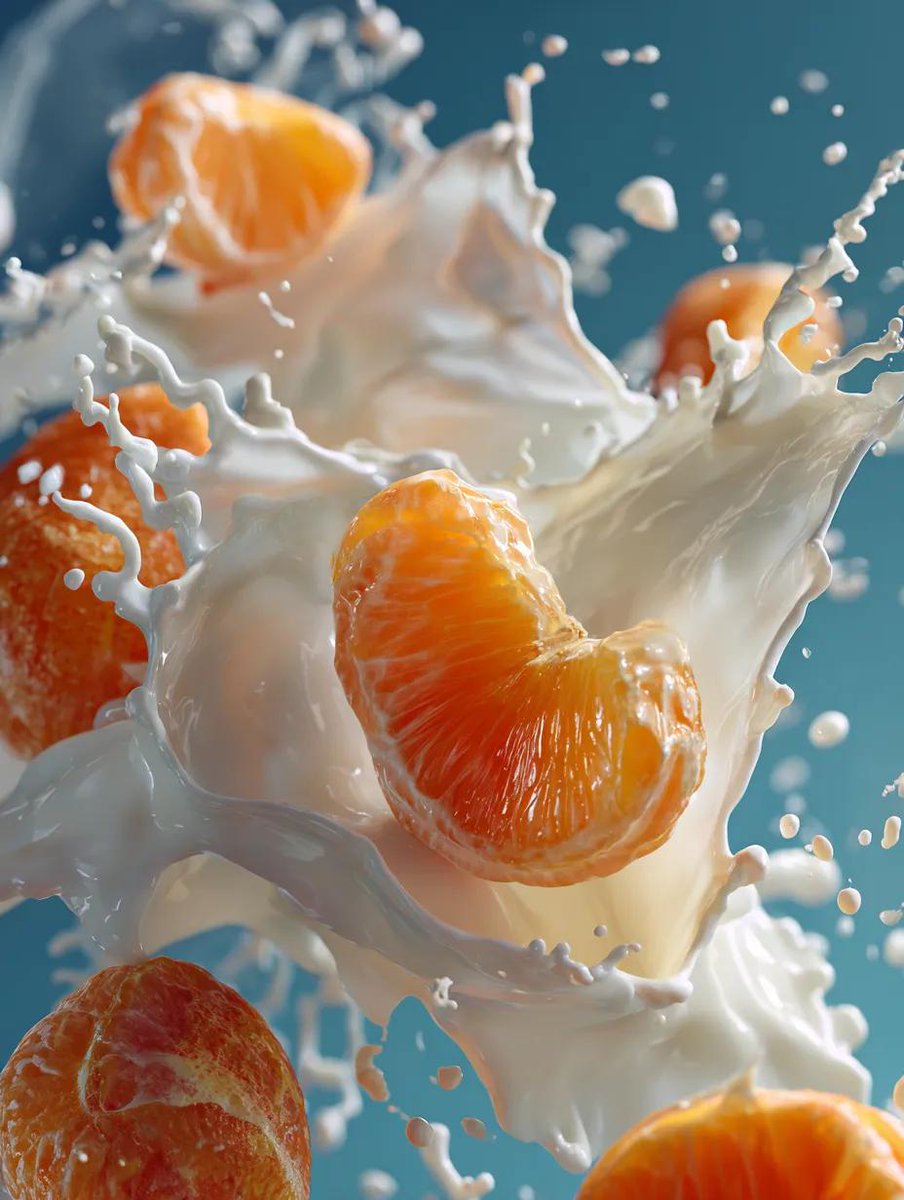 Ultra-realistic Orange Slices Splashing into Milk thumbnail 4