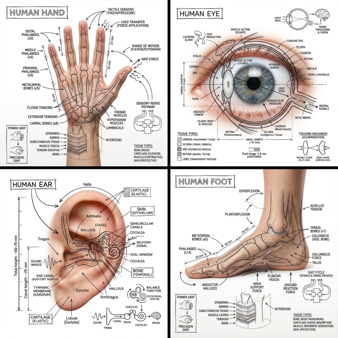 Technical Infographic of a Body Part - view 1