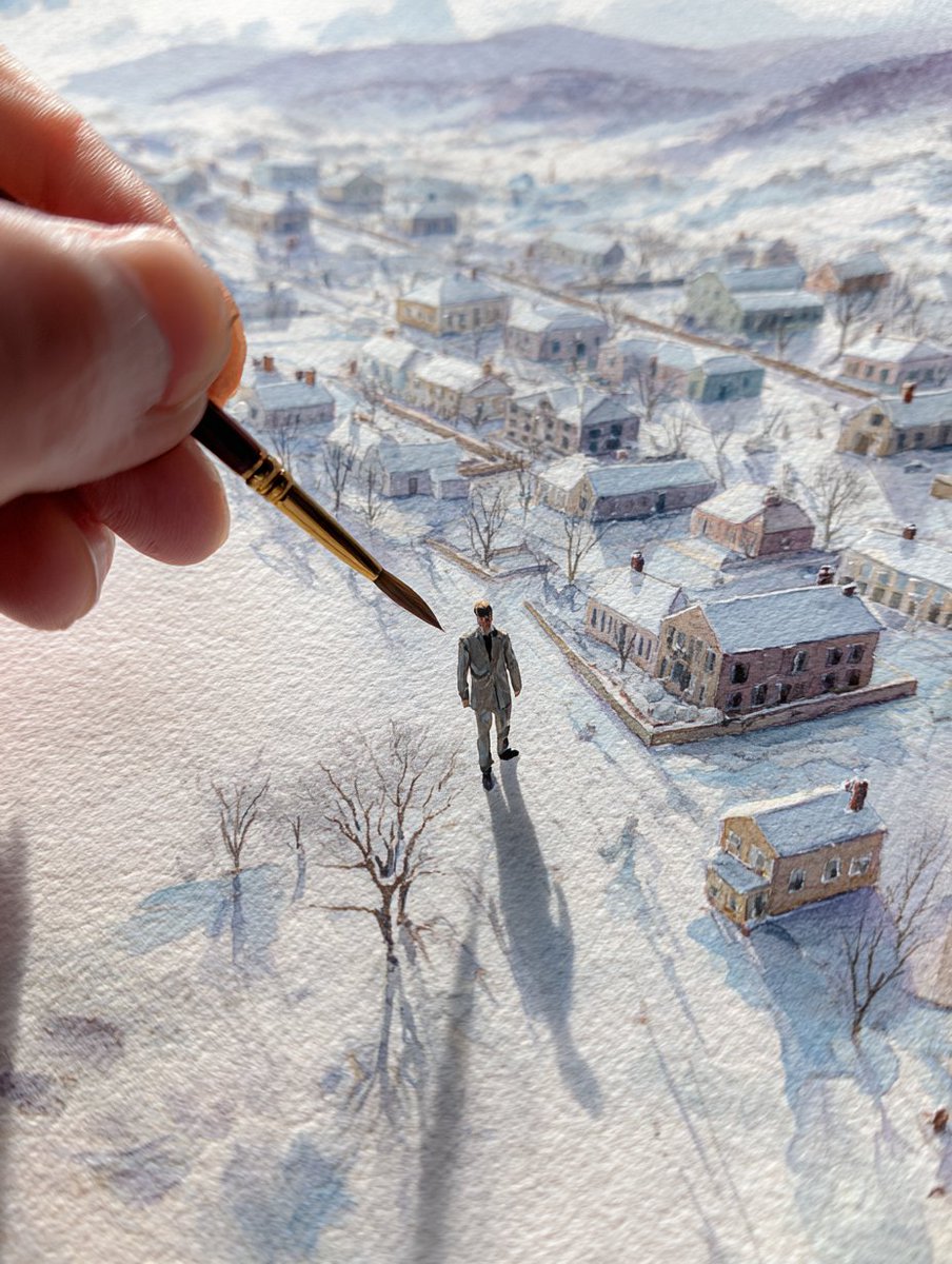 Winter Landscape Painted with Brushes - view 1