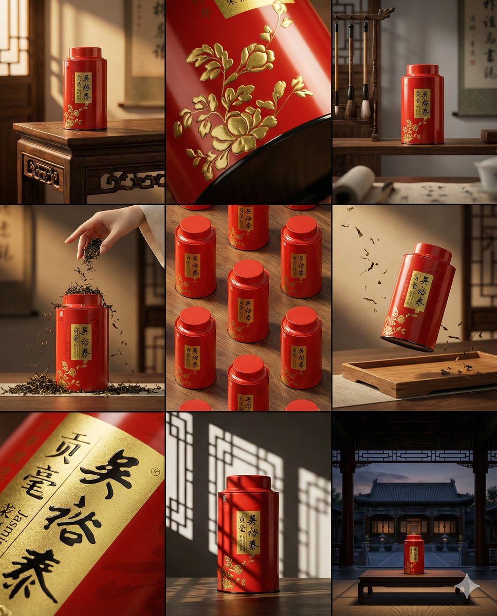 High-End Product Storyboard: Red Tea Tin Presentation - view 1