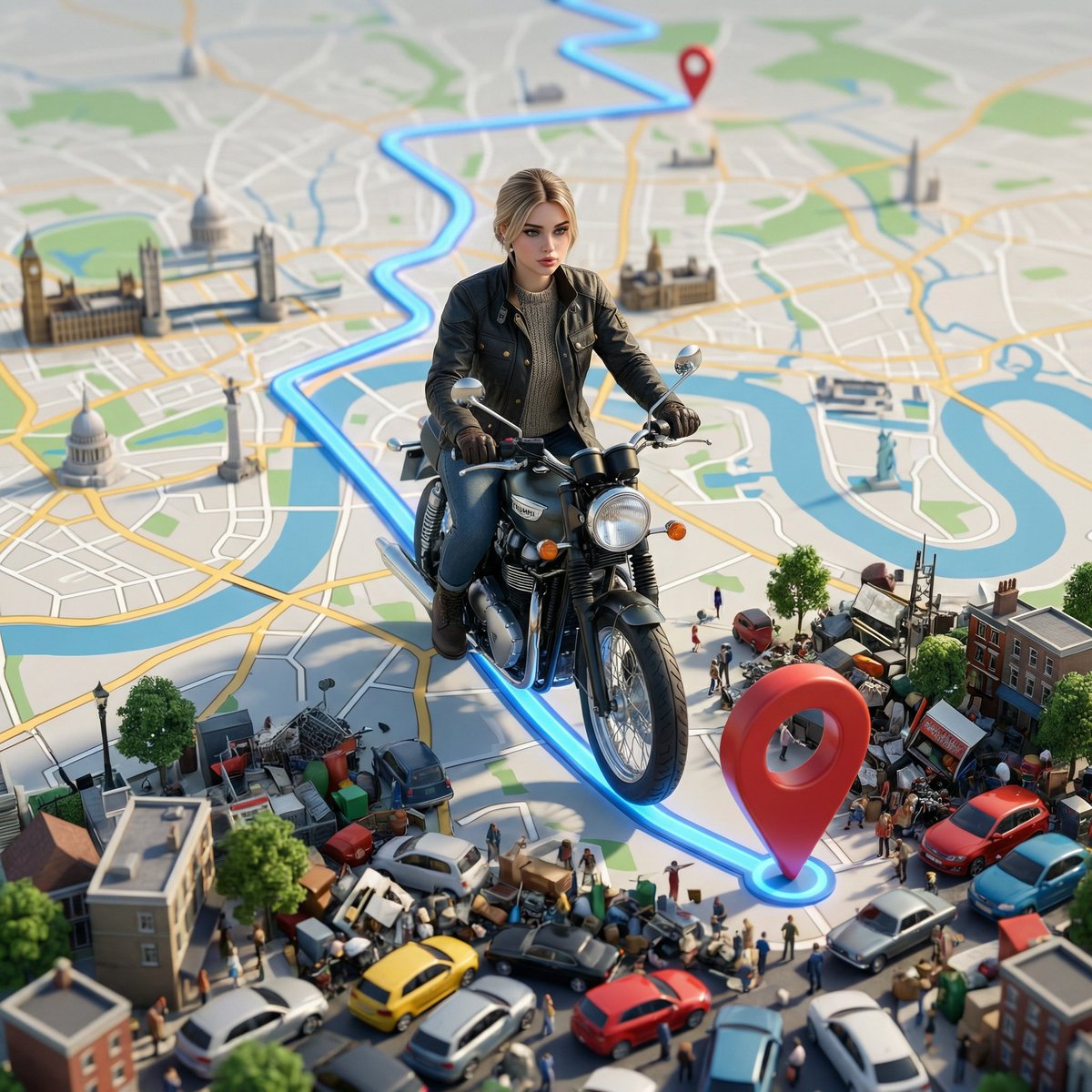 Photorealistic Character on Stylized GPS Map with Urban Chaos thumbnail 2