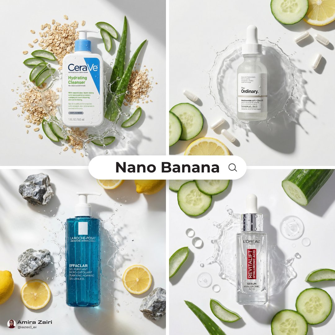 Skincare Product Flat Lay with Water Splash - view 1