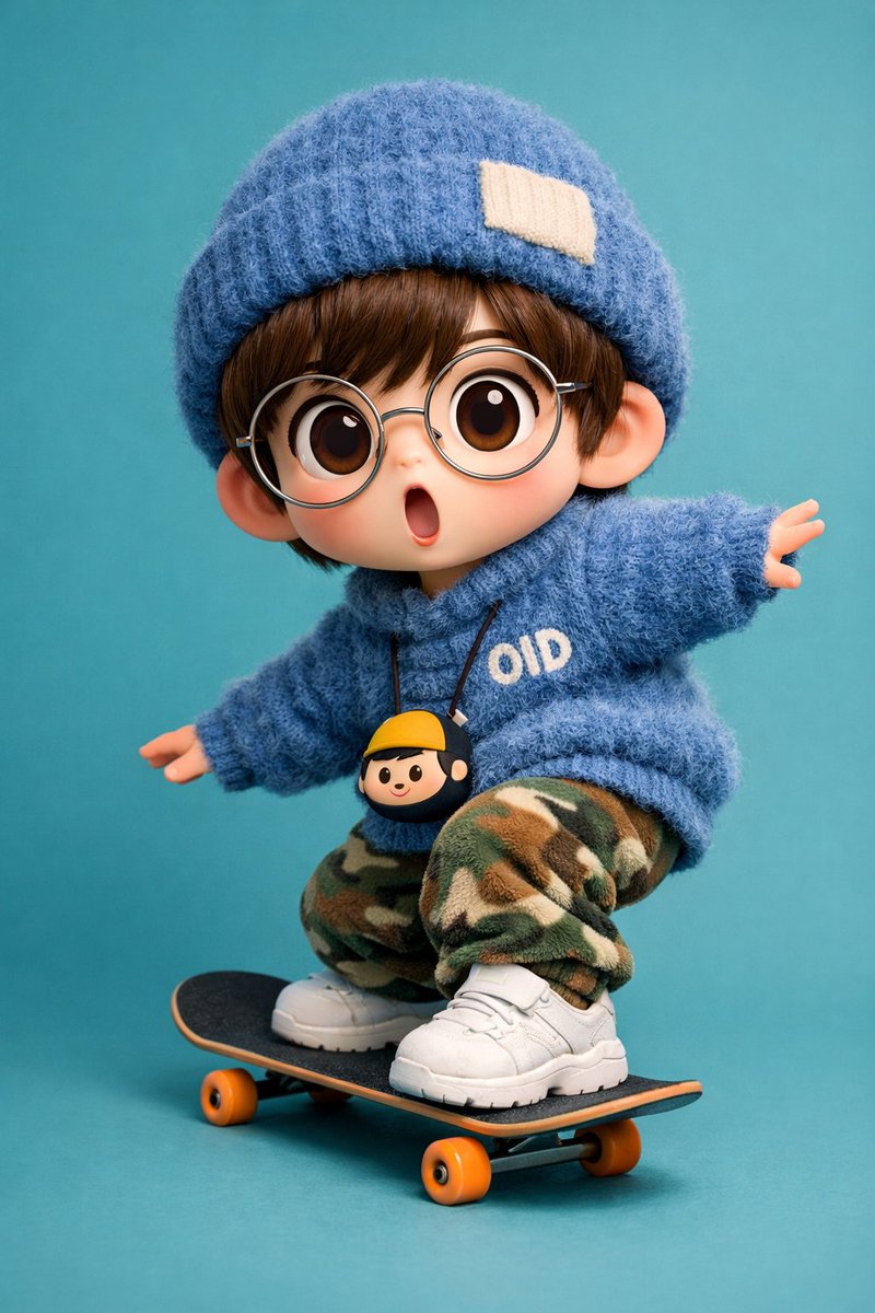 Chibi Boy Skateboarder Art Toy Render thumbnail 2