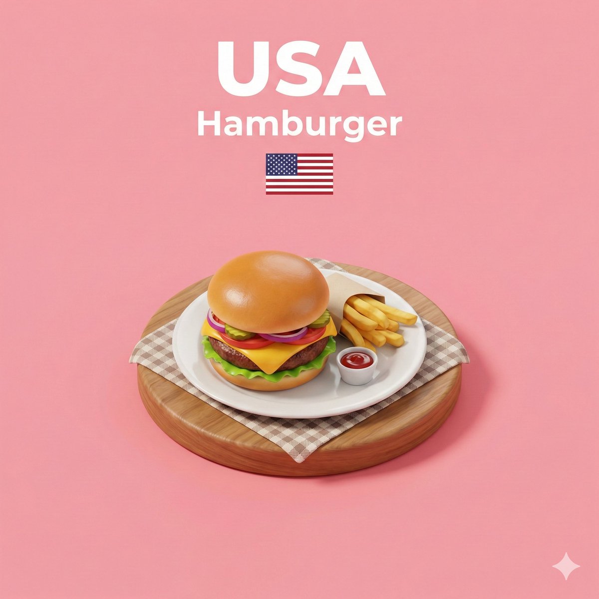 Isometric 3D Cartoon Food Diorama with Text Overlay - view 1