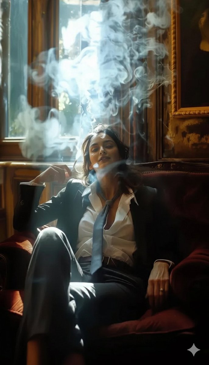 Cinematic Portrait of Sophisticated Woman in Vintage Study - view 1