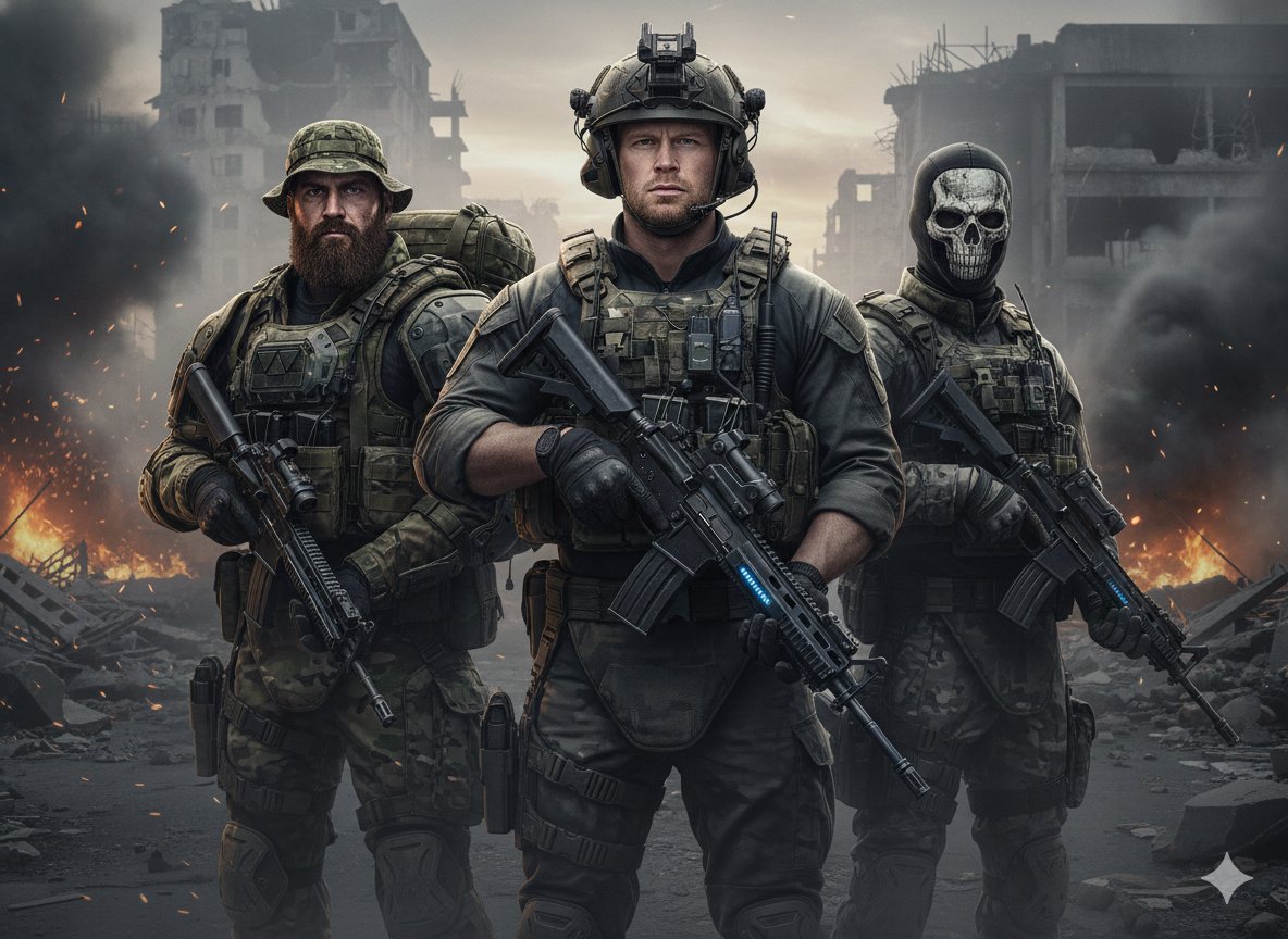 Hyper-realistic Cinematic Portrait of a Modern Military Squad thumbnail 2