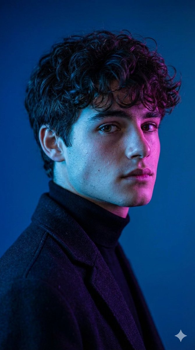 Cinematic Portrait with Contrasting Magenta and Blue Lighting - view 1