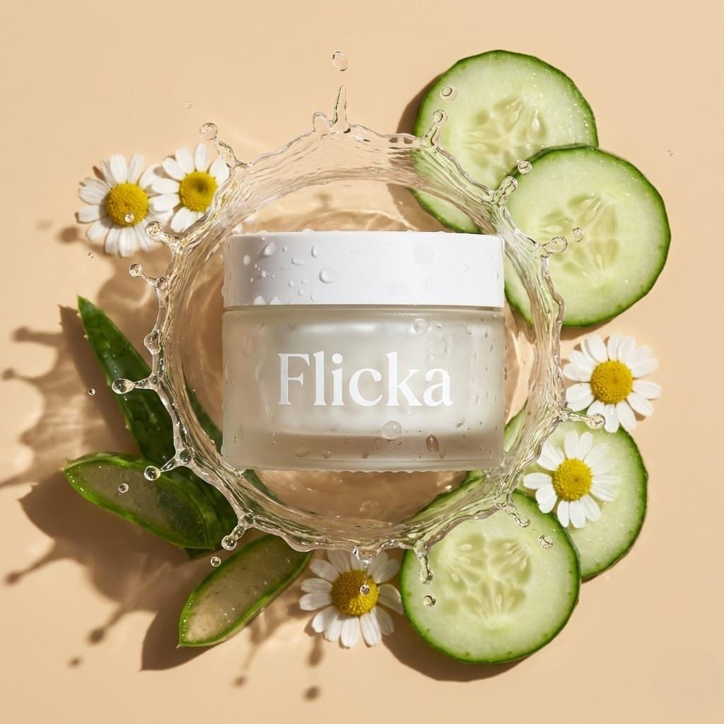 Skincare Product Flat Lay with Water Splash and Ingredients thumbnail 3