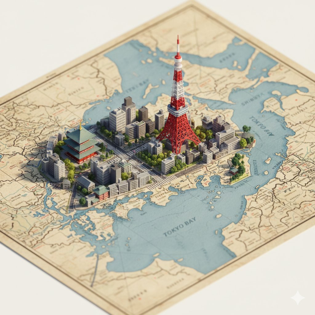 Isometric Miniature City Map Diorama on Vintage Paper thumbnail 2
