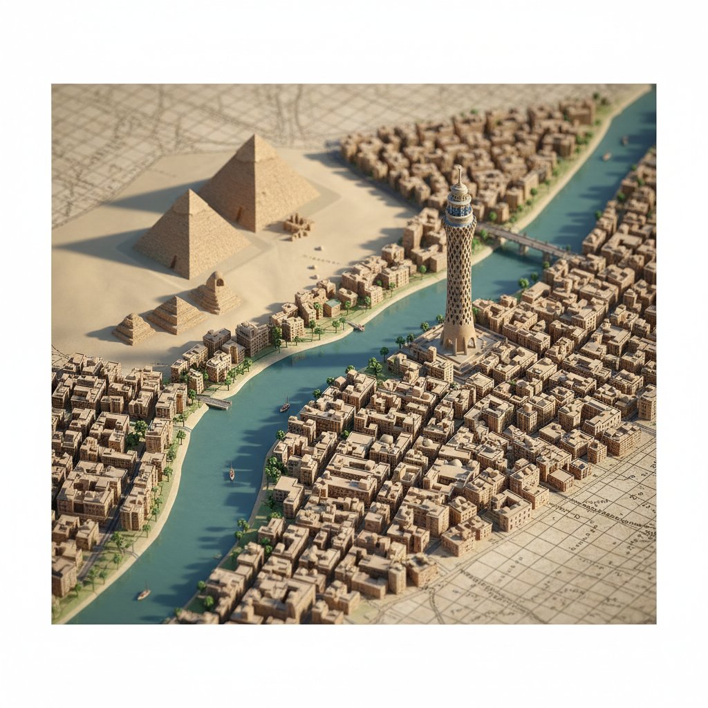 Isometric Miniature City Map Diorama on Vintage Paper thumbnail 4