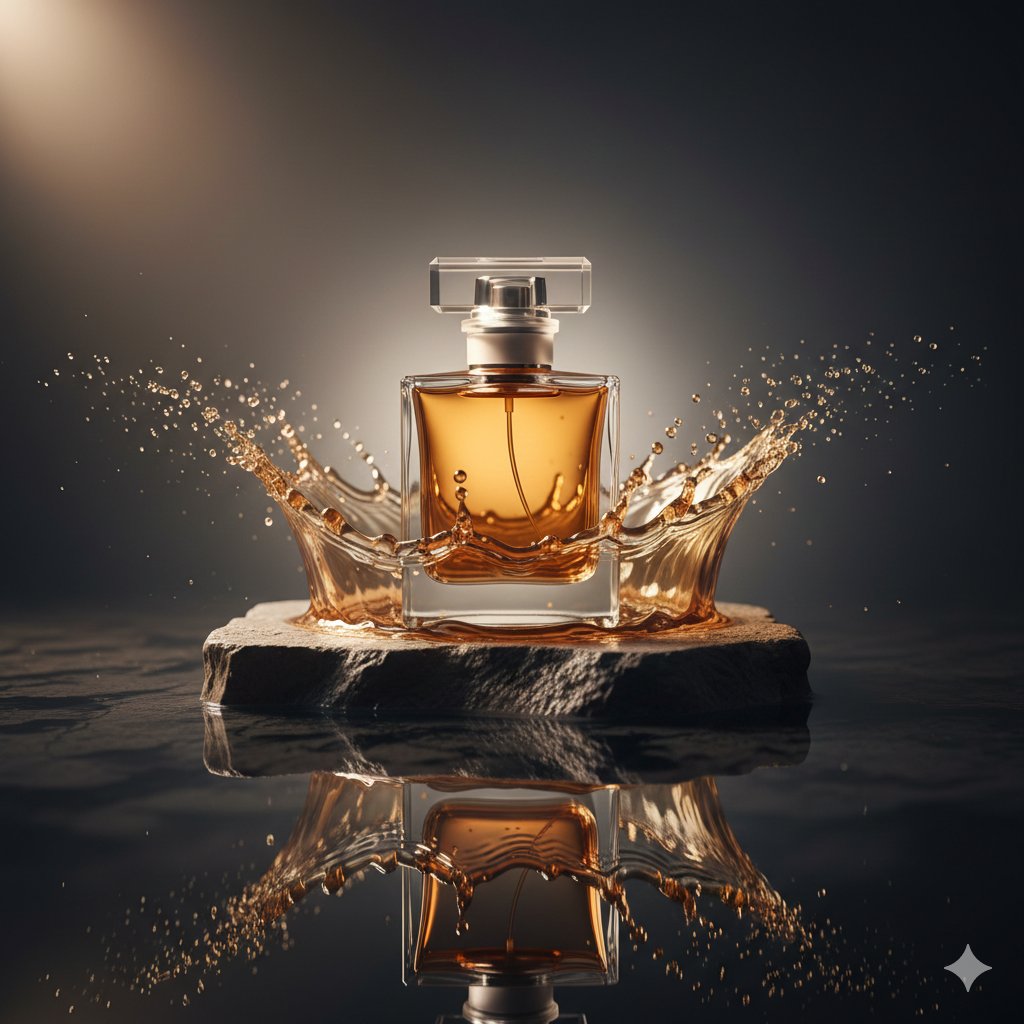 Photorealistic Emerald Green Perfume in Forest Setting thumbnail 3