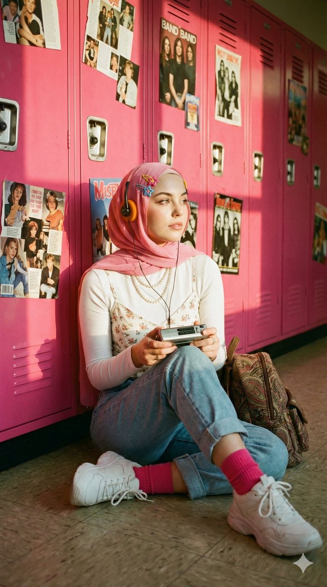 Cinematic Nostalgic Portrait of a Hijab Woman - view 1
