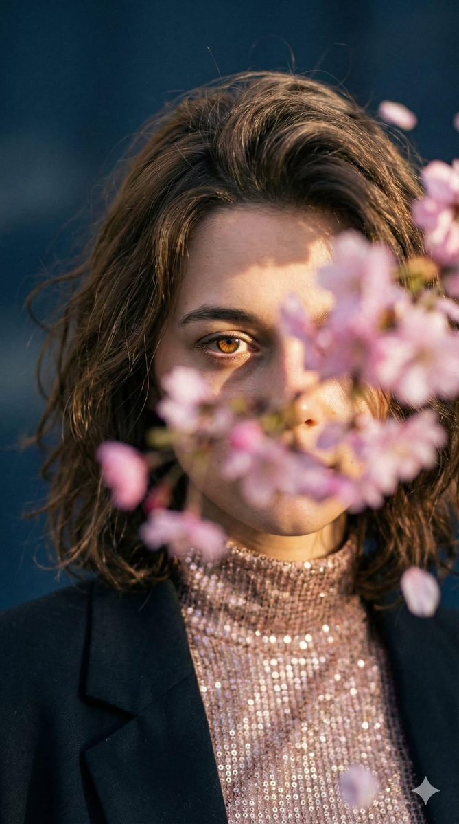 Cinematic Portrait: Woman with Pink Blossoms thumbnail 3