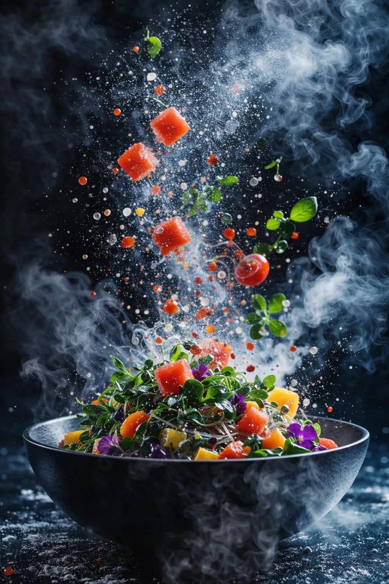 Hyper-realistic Dynamic Salad Explosion Photography - view 1