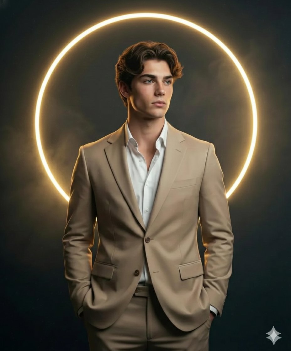 Cinematic Portrait of a Man with Neon Halo - view 1