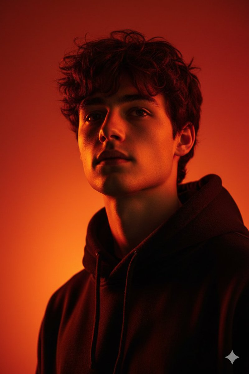 Dramatic Orange-Red Editorial Portrait thumbnail 2