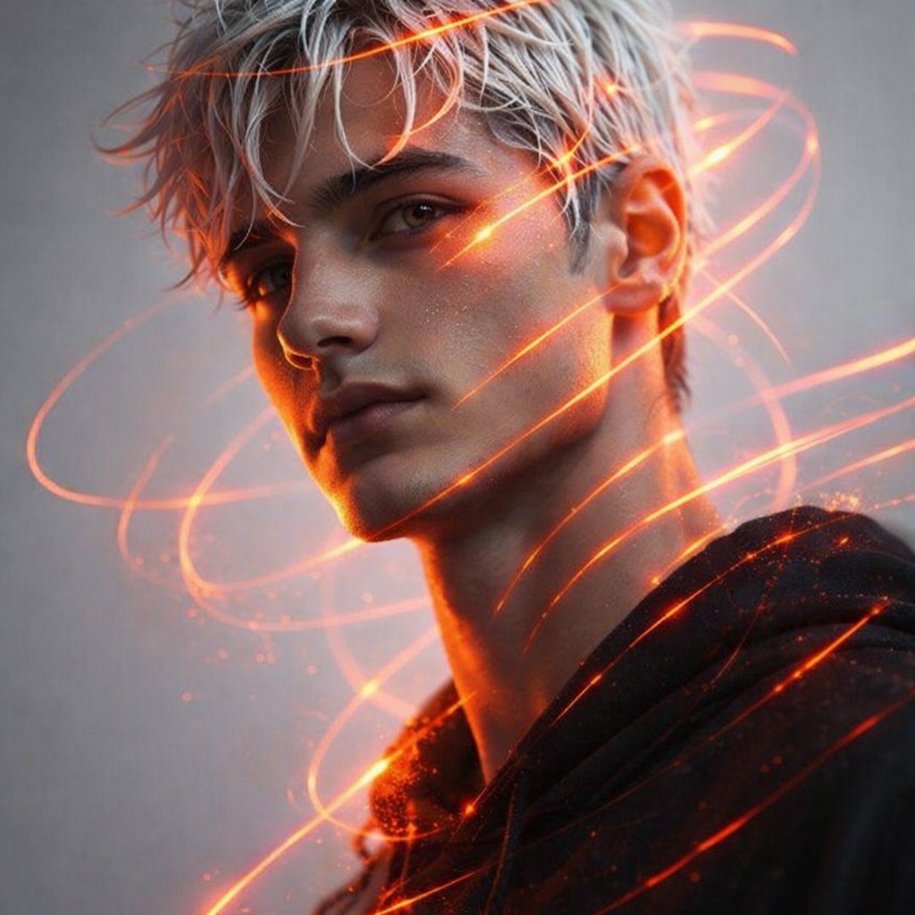 Futuristic Portrait of a Man with Glowing Lines - view 1