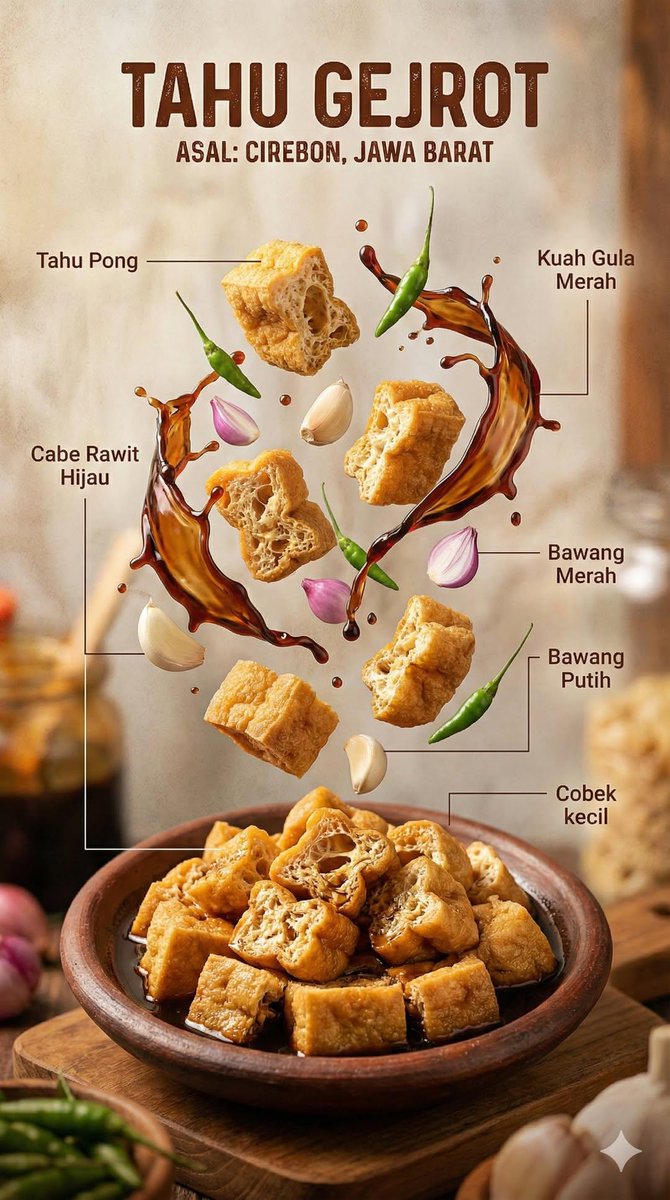 Hyper-realistic Indonesian Food Infographic with Levitating Ingredients - view 1