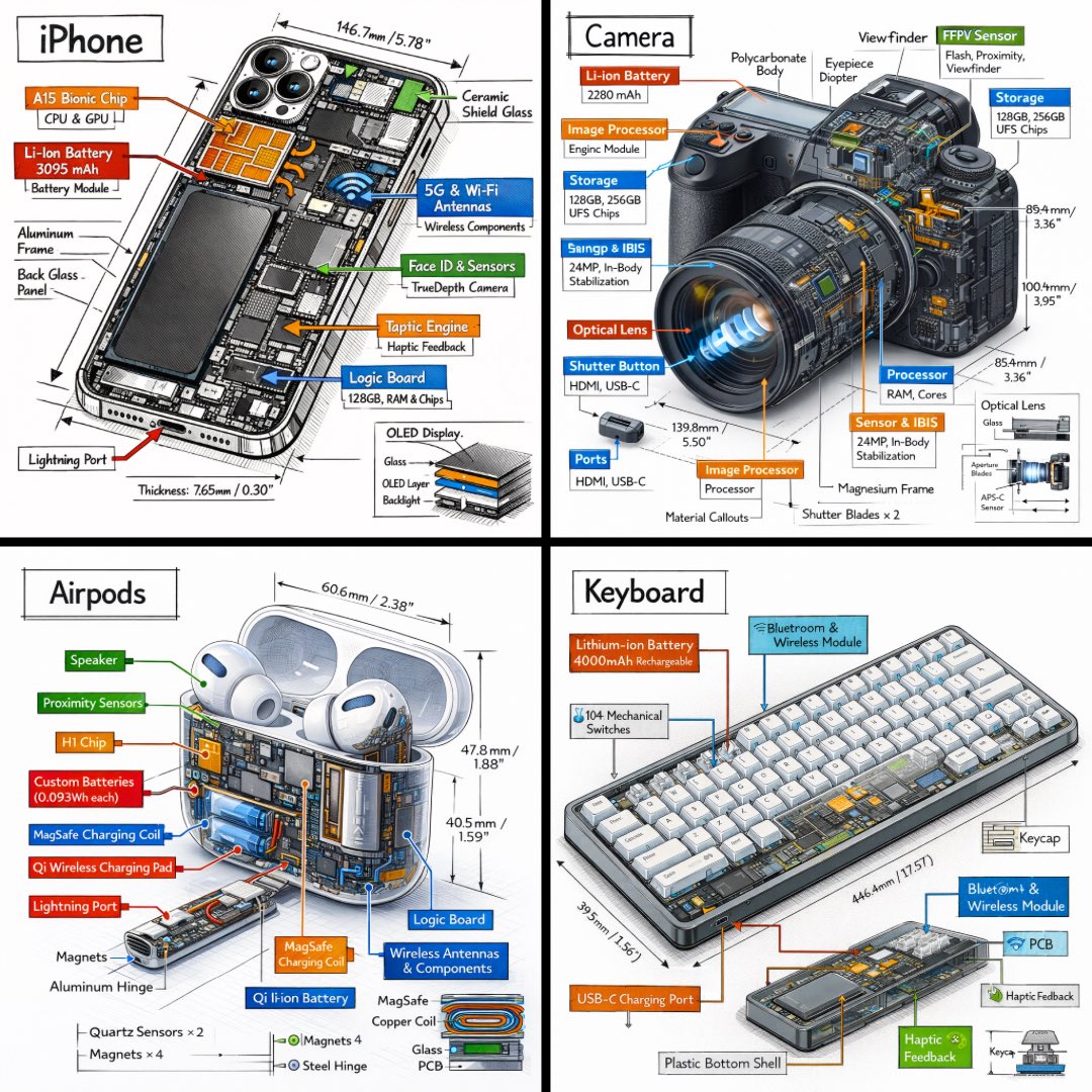 Technical Infographic with Isometric 3D Perspective - view 1