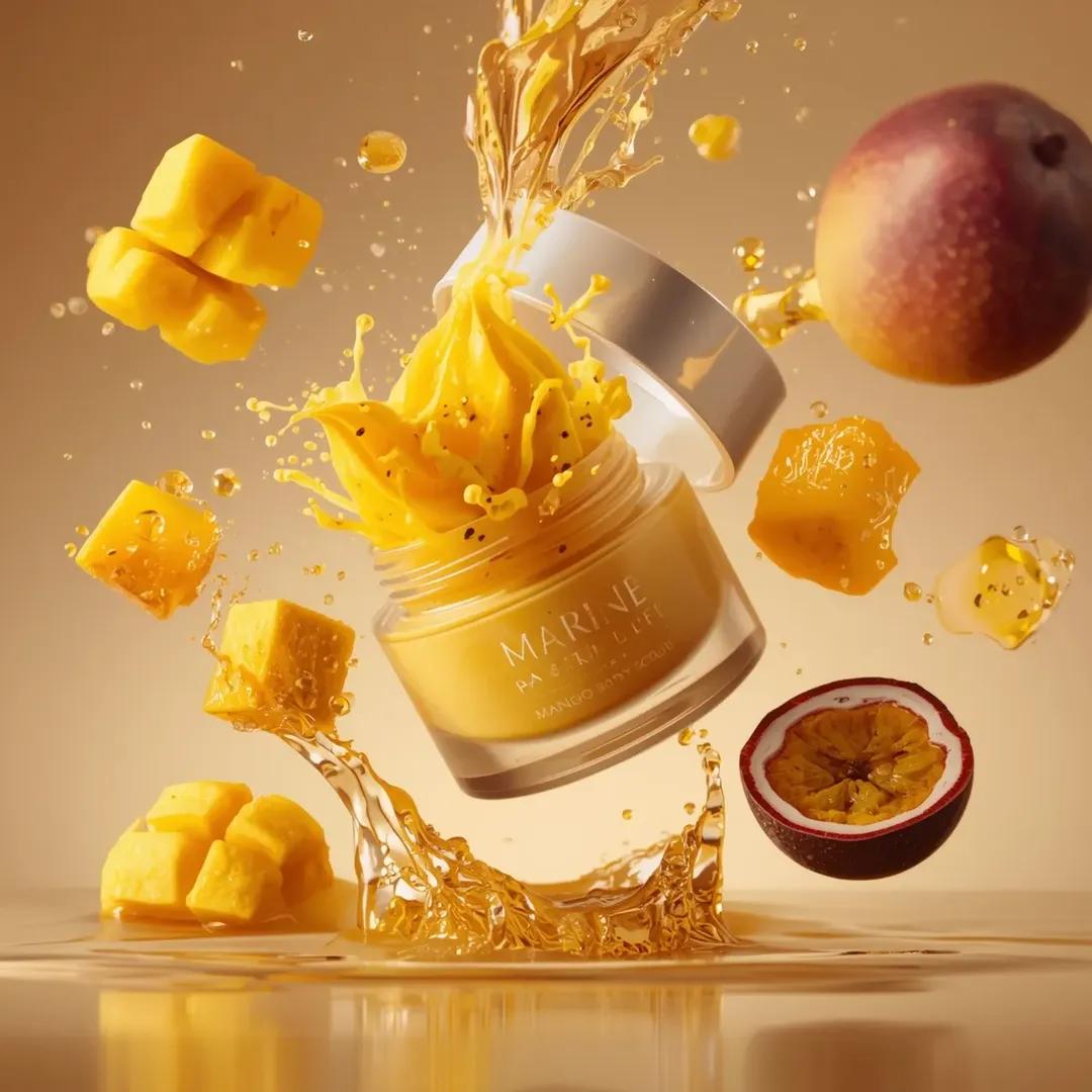 Exploding Cosmetic Jar with Tropical Fruit Product Photography thumbnail 3