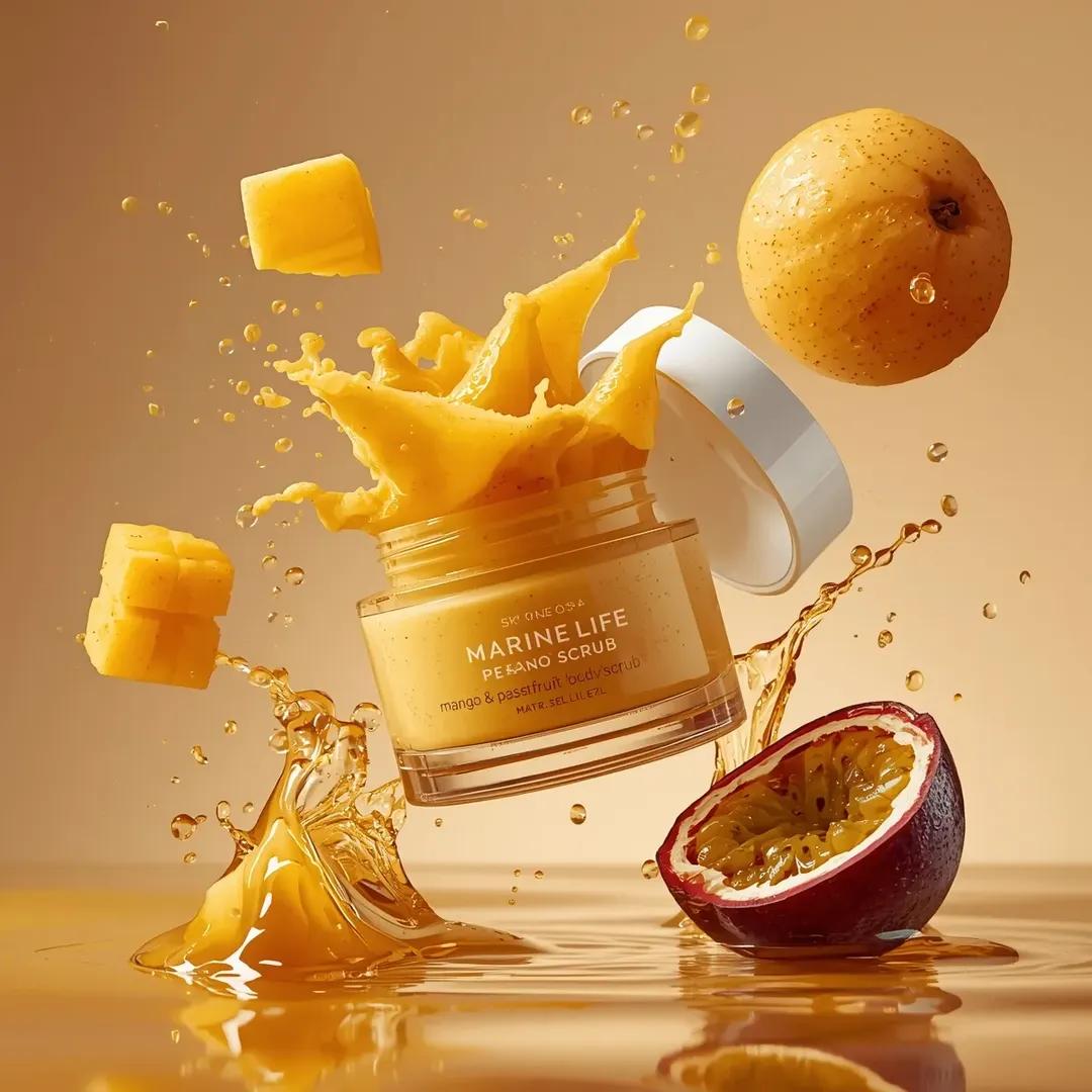 Exploding Cosmetic Jar with Tropical Fruit Product Photography thumbnail 4