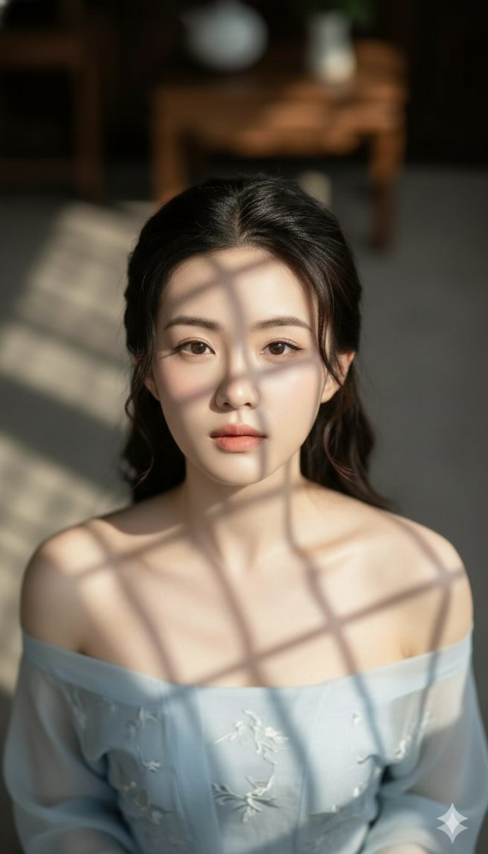 High-Fashion Surreal Portrait with Gridded Shadows - view 1
