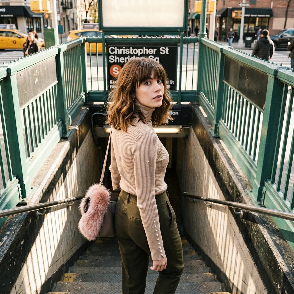 Urban Subway Fashion Portrait of Young Woman - view 1