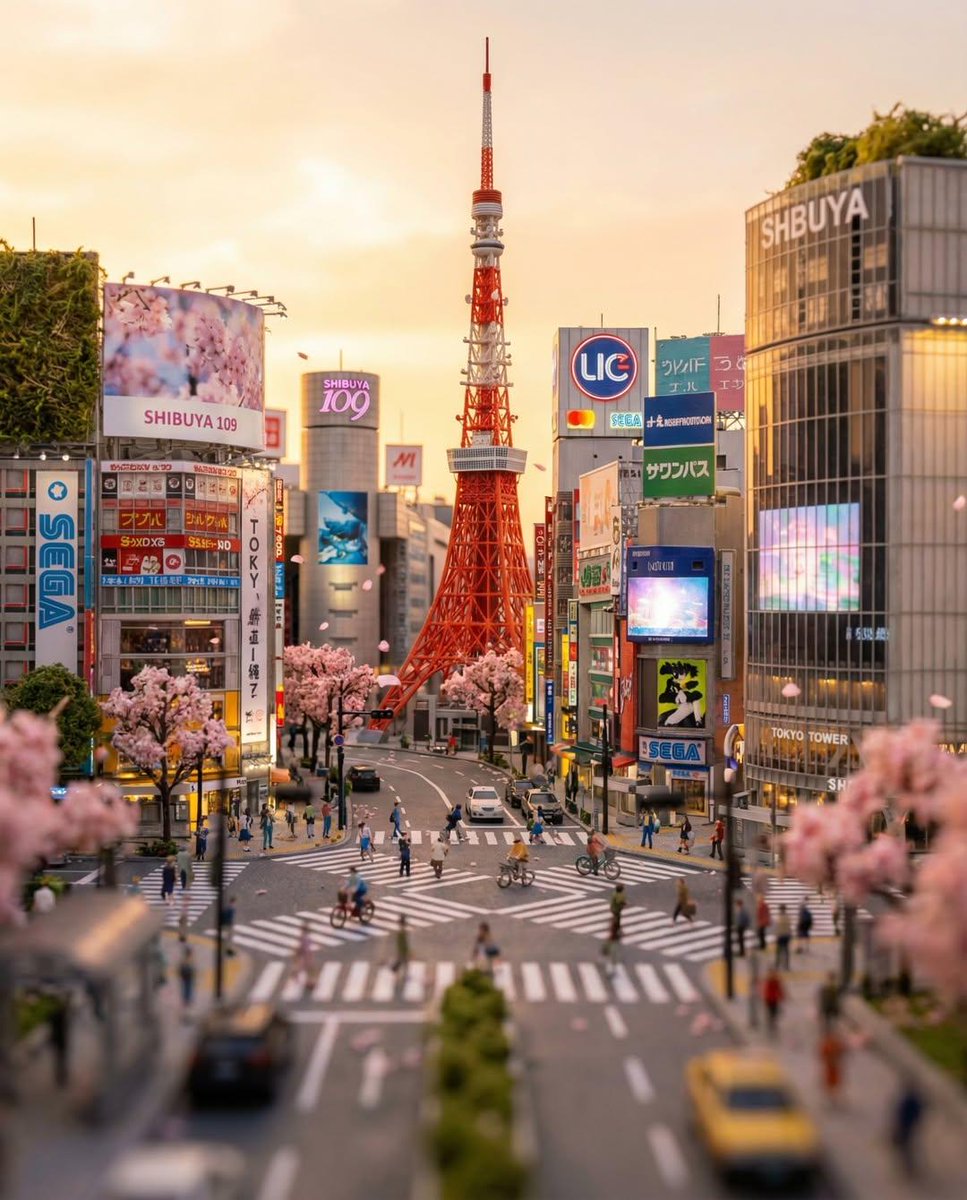 Tilt-shift Tokyo Diorama with Shibuya Crossing - view 1