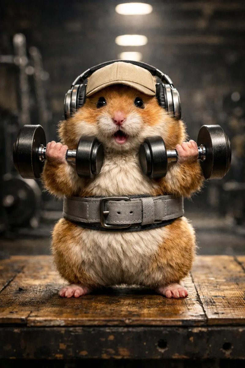 Adorable Hamster Lifting Weights in Cheerful Gym - view 1
