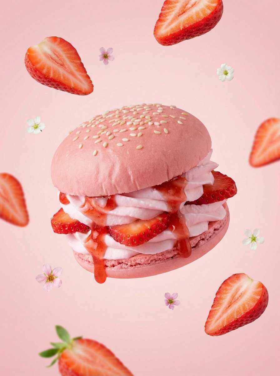 Hyper-realistic Dessert Burger with Fruit and Whipped Cream - view 1