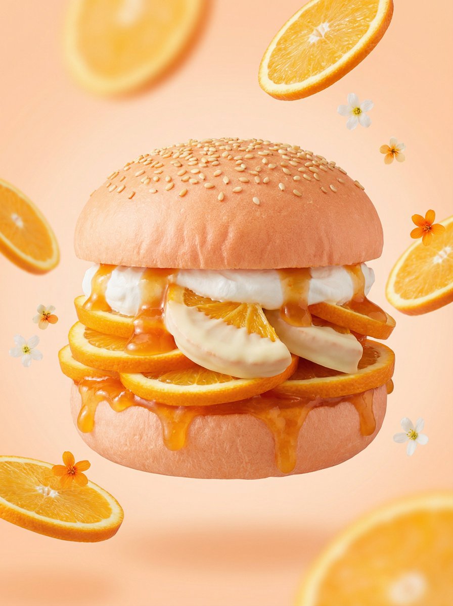 Hyper-realistic Dessert Burger with Fruit and Whipped Cream thumbnail 3