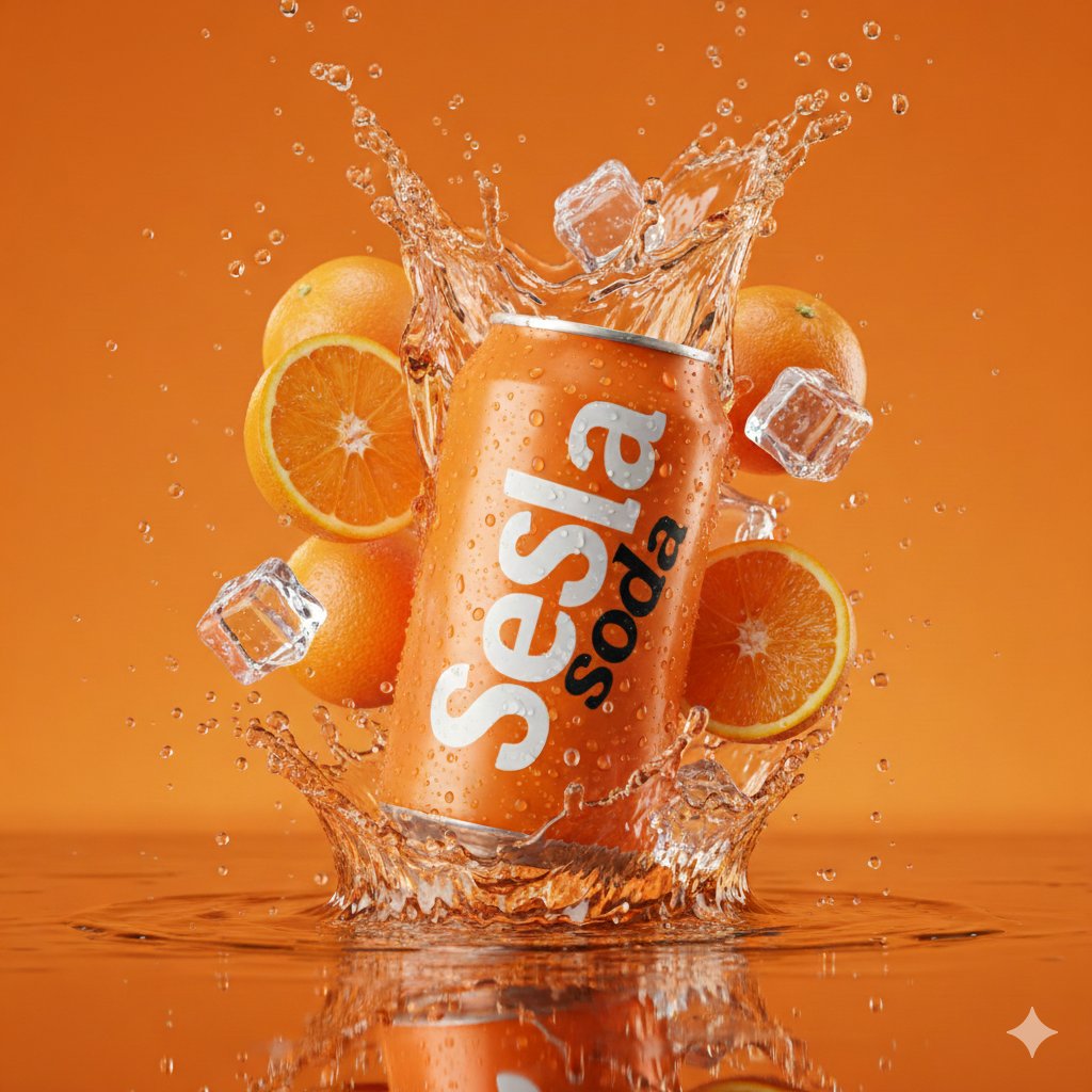 Hyper-realistic Orange Soda Can Splash with Fruit - view 1
