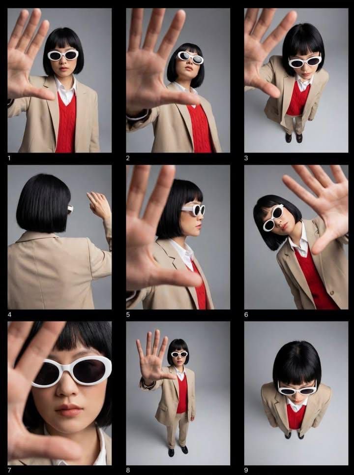 Editorial Fashion Contact Sheet: Modern Woman in Tailored Suit - view 1