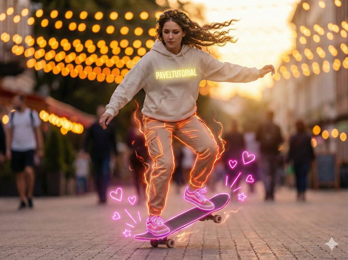 Hyper-Realistic Skater with Neon Glow in Urban Dusk - view 1