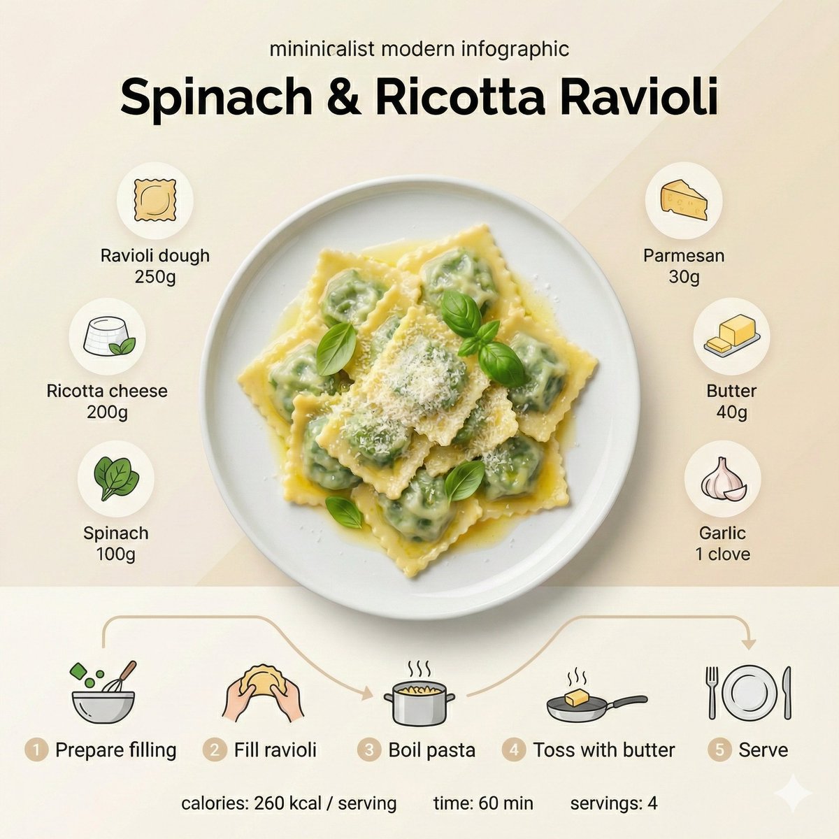 Minimalist Modern Recipe Infographic - Scandinavian Food Style - view 1