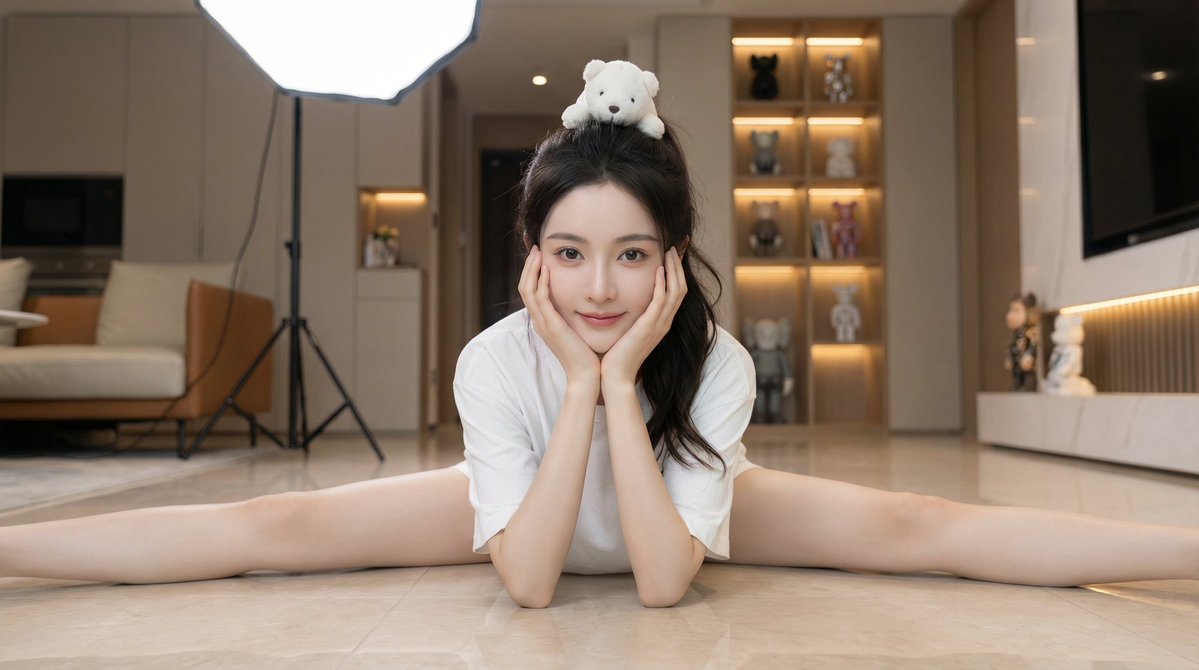 Ultra-photorealistic Portrait of Chinese Idol in Full Split thumbnail 3