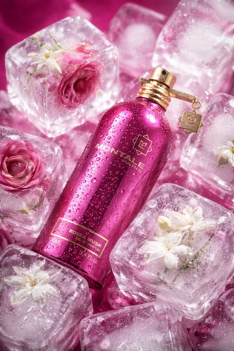 Luxury Perfume Ad with Hand, Mist, Flowers, and Butterfly thumbnail 2