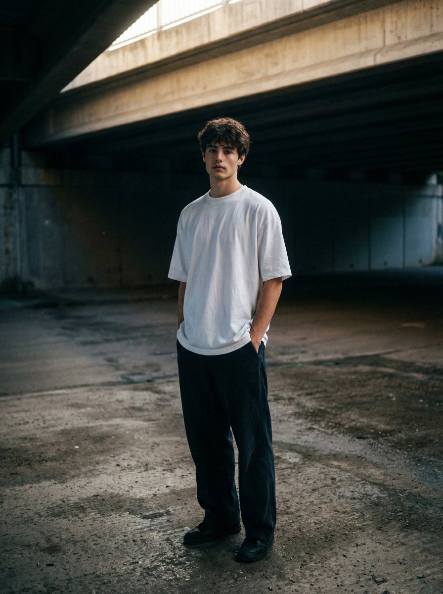 Moody Urban Portrait Under Concrete Overpass - view 1