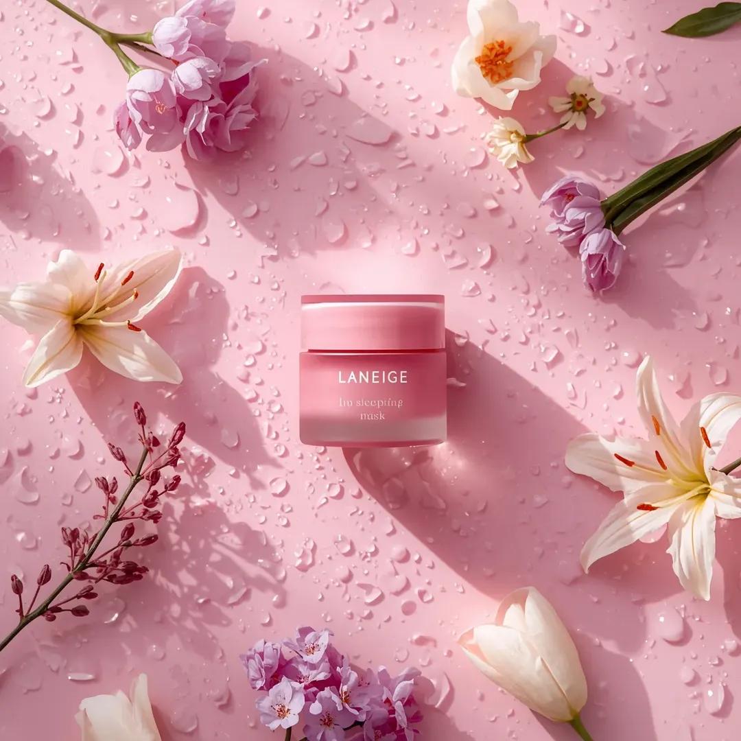 Hyper-realistic Luxury Skincare Product Flat-lay with Flowers thumbnail 3