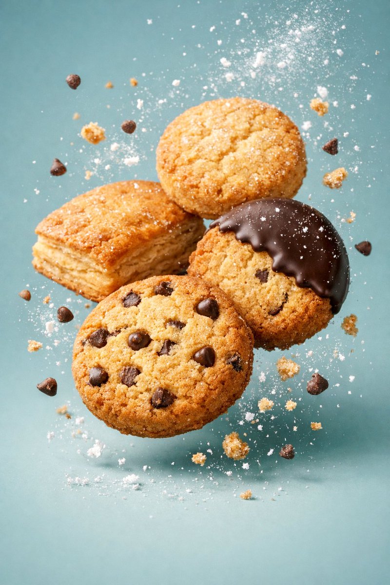 Luxury Biscuit Photography with Floating Ingredients thumbnail 3