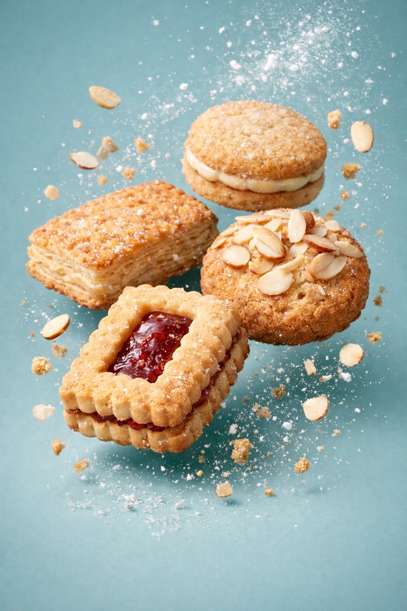 Luxury Biscuit Photography with Floating Ingredients thumbnail 4
