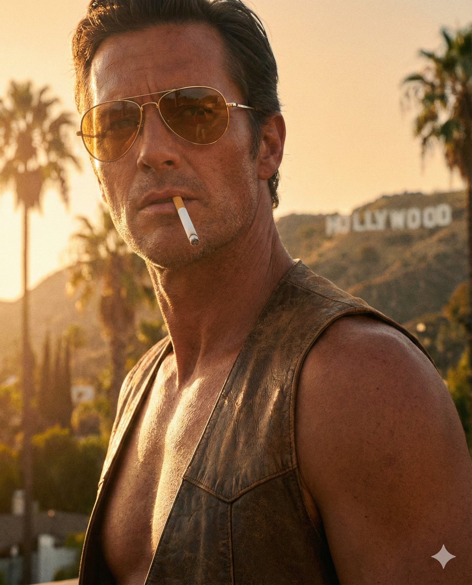 70s Hollywood Male Portrait, Hyper-realistic, Golden Hour - view 1