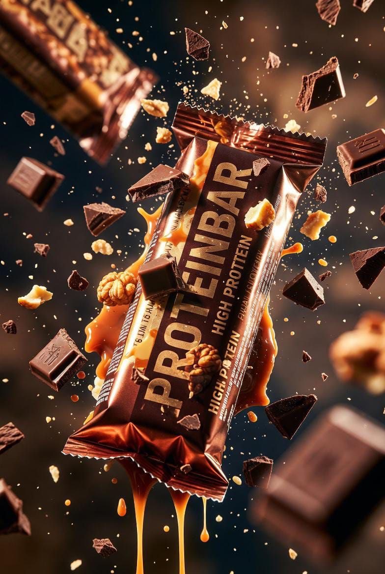 Cinematic Protein Bar Product Photography with Dynamic Splash - view 1
