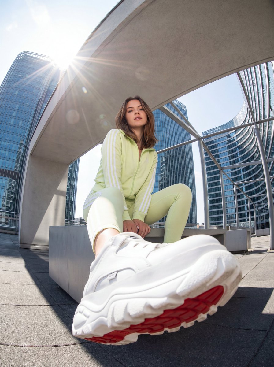 Urban Streetwear Model, Dynamic Rooftop Fisheye - view 1
