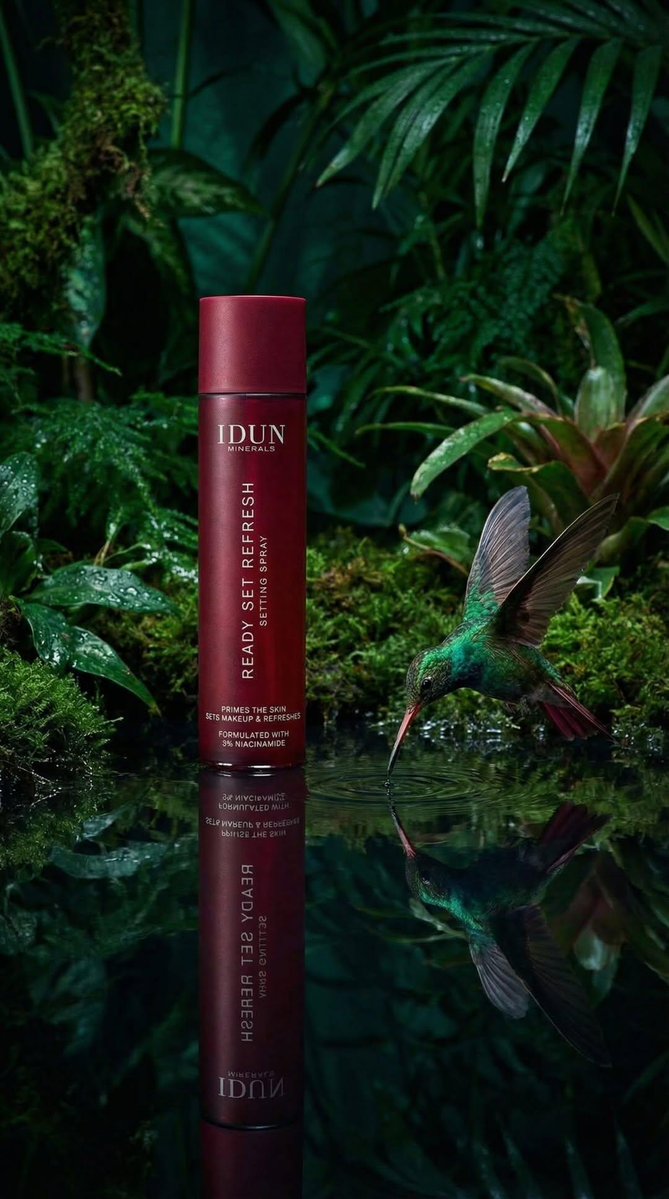 Eco-Luxury Cosmetic Spray Bottle with Hummingbird in Rainforest thumbnail 2